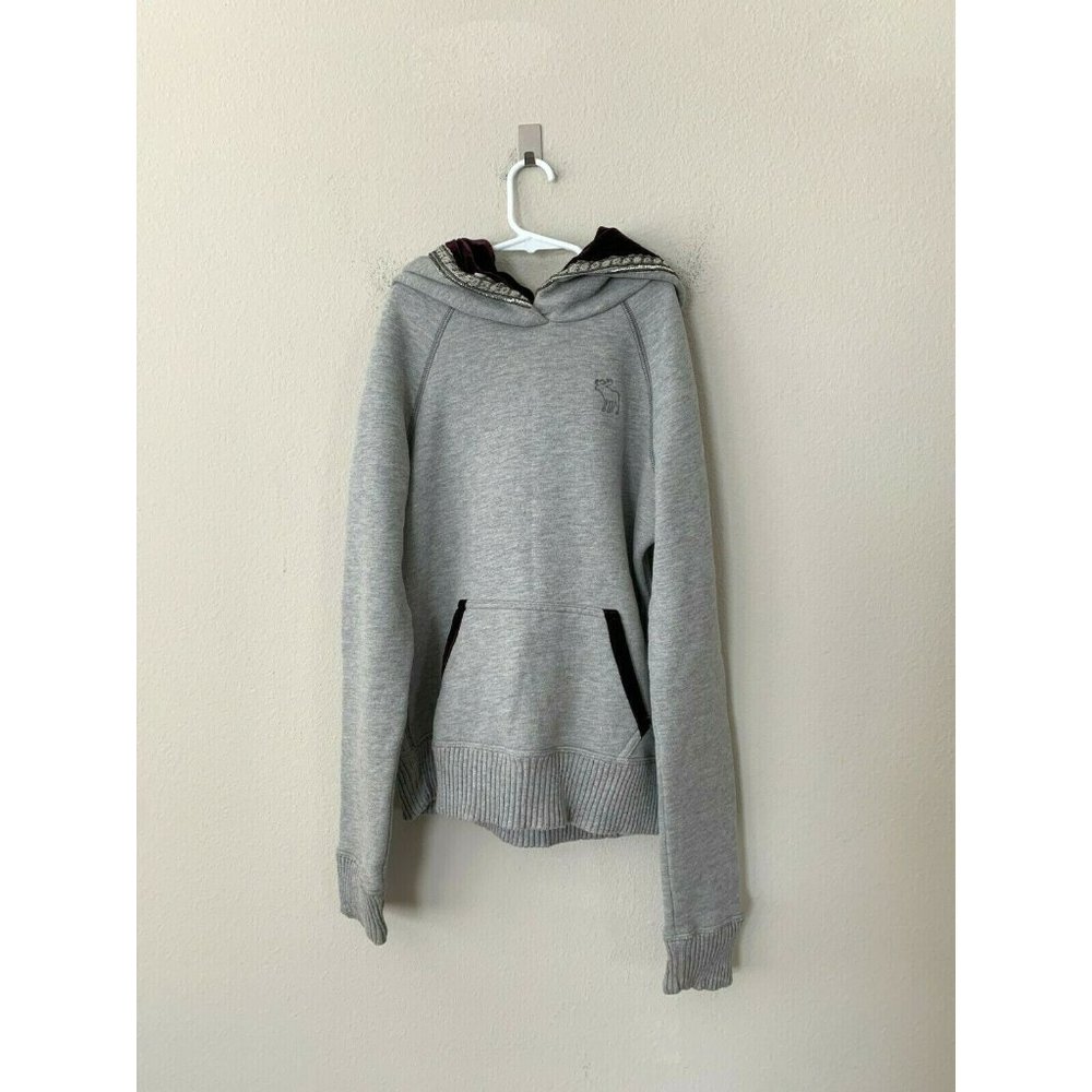 Ezra Fitch Women's Sz S Hooded Sweatshirt Velvet Hoodie w/ Embellishments Gray